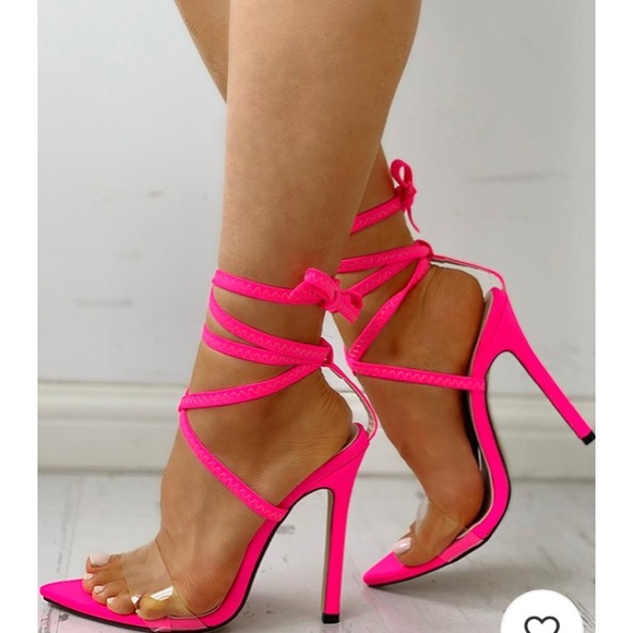 Transparent strap lace up heels - Picture 2 of 4